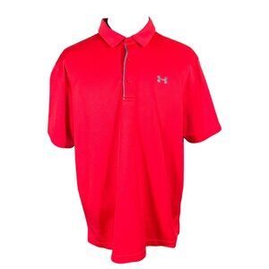 Under Armour Men's XXL Red HeatGear Polo Shirt Loose Fit Performance Golf 2XL